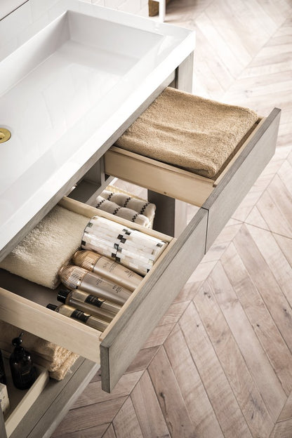 James Martin - Brooklyn 39.5" Single Console Vanity, Platinum Ash w/ White Glossy Composite Stone Top - C205V39.5PTAWG view 6