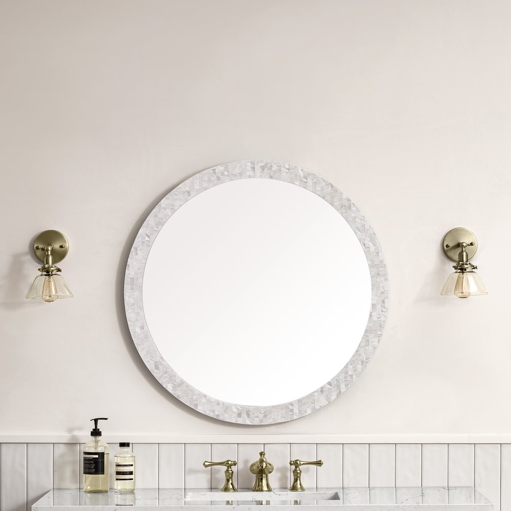 James Martin - Callie 30" Round Mirror, White Mother of Pearl - 725-MR30-MOP view 2