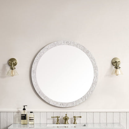 James Martin - Callie 30" Round Mirror, White Mother of Pearl - 725-MR30-MOP view 2