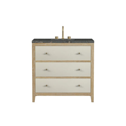 James Martin - Celeste 36" Single Vanity, Sunwashed Oak with Embossed Shagreen w/ 3 CM Parisien Bleu Silestone Top - D604-V36-SHG-3PBL view 1