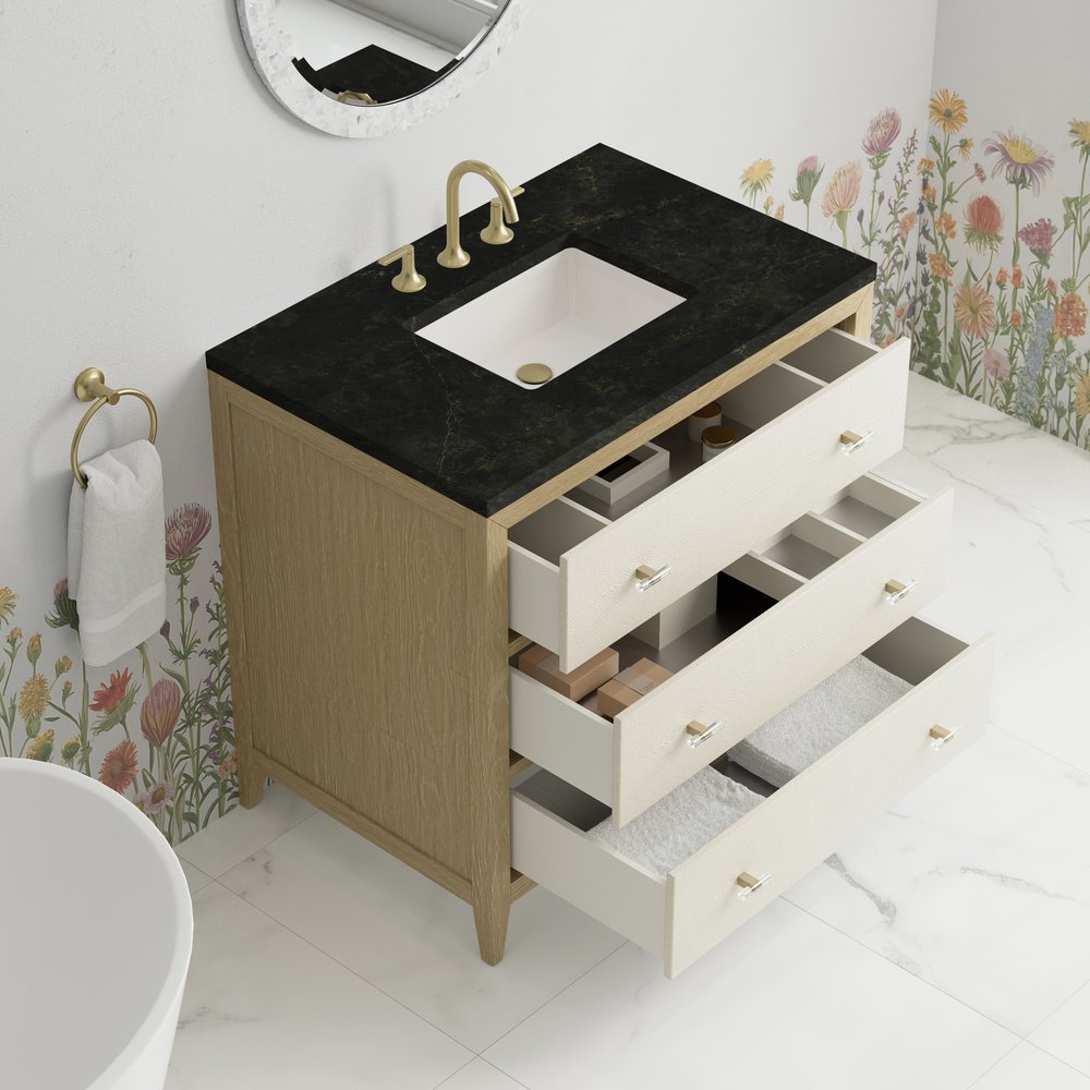 James Martin - Celeste 36" Single Vanity, Sunwashed Oak with Embossed Shagreen, w/ 3 CM Phantome Eclos Top - D604-V36-SHG-3PHT view 8
