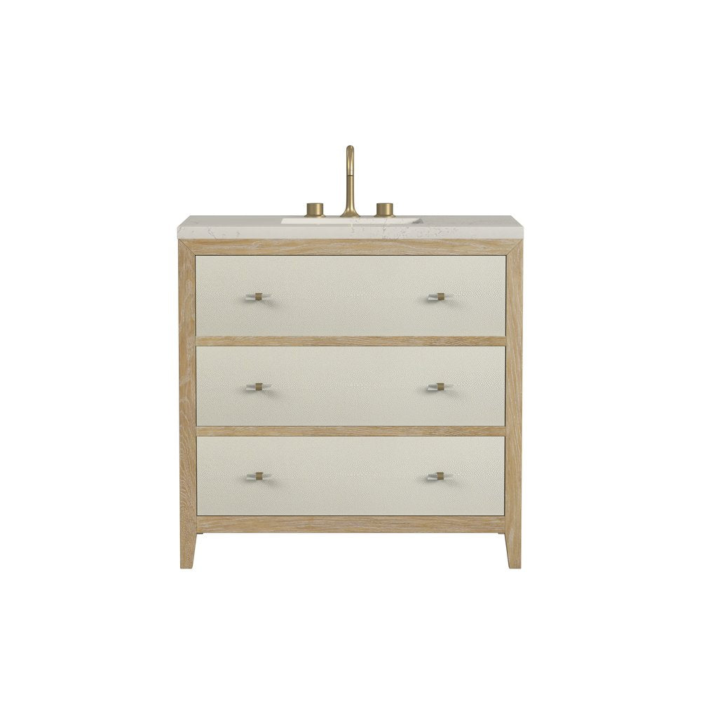 James Martin - Celeste 36" Single Vanity, Sunwashed Oak with Embossed Shagreen, w/ 3 CM Siberian Silestone Top - D604-V36-SHG-3SFR view 1