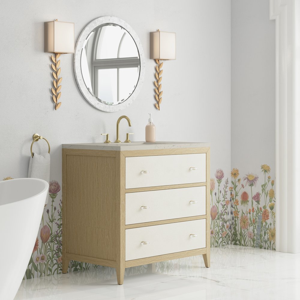 James Martin - Celeste 36" Single Vanity, Sunwashed Oak with Embossed Shagreen, w/ 3 CM Siberian Silestone Top - D604-V36-SHG-3SFR view 4