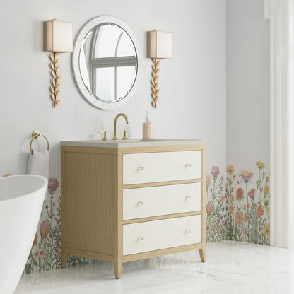 James Martin - Celeste 36" Single Vanity, Sunwashed Oak with Embossed Shagreen, w/ 3 CM Siberian Silestone Top - D604-V36-SHG-3SFR view 4