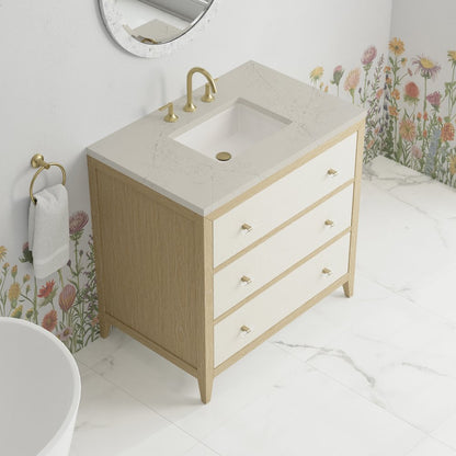James Martin - Celeste 36" Single Vanity, Sunwashed Oak with Embossed Shagreen, w/ 3 CM Siberian Silestone Top - D604-V36-SHG-3SFR view 7