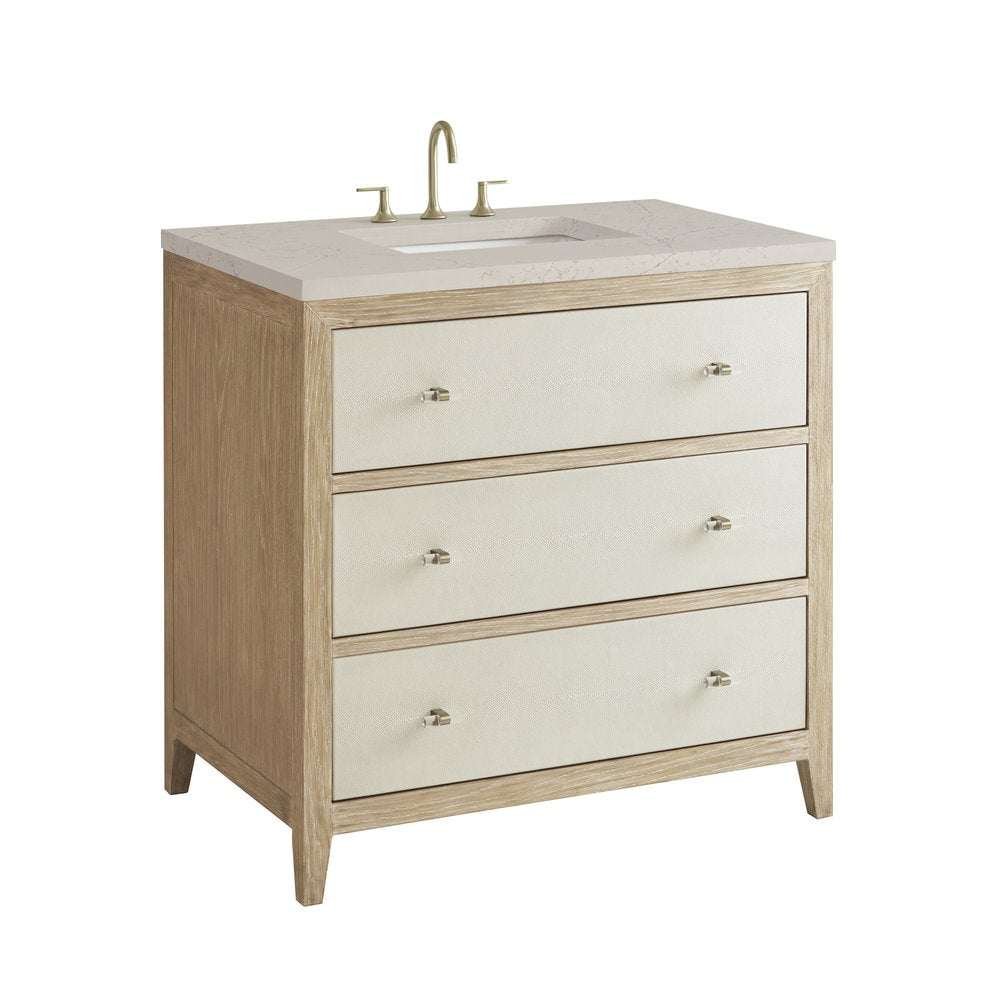 James Martin - Celeste 36" Single Vanity, Sunwashed Oak with Embossed Shagreen, w/ 3 CM Siberian Silestone Top - D604-V36-SHG-3SFR view 12
