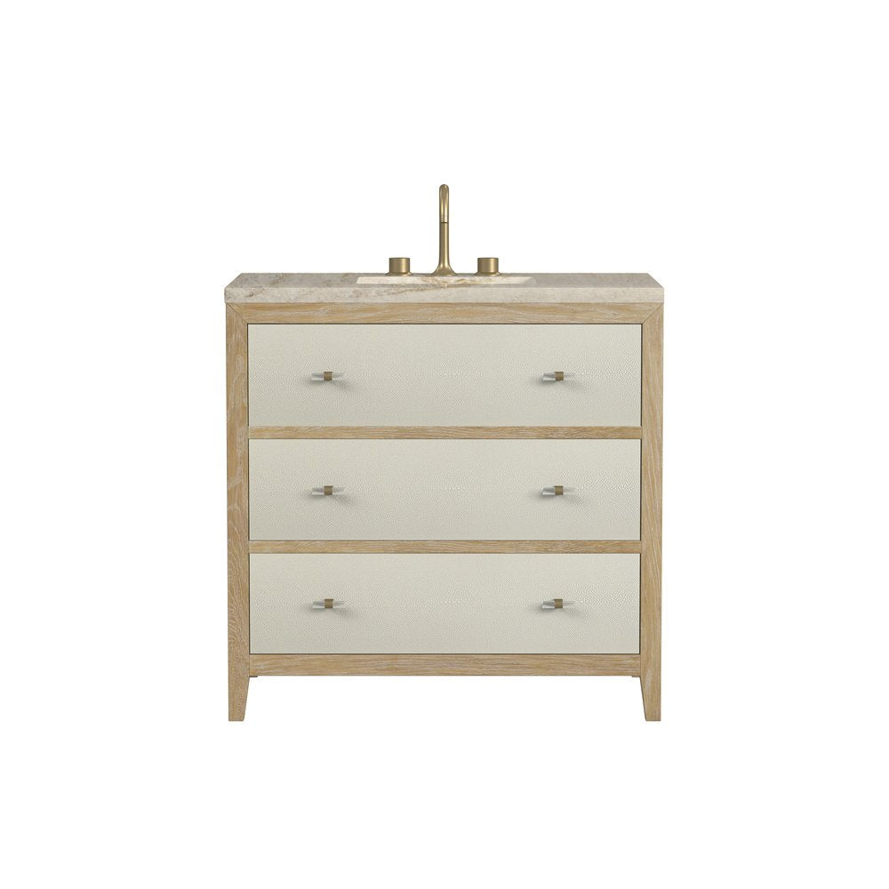 James Martin - Celeste 36" Single Vanity, Sunwashed Oak with Embossed Shagreen, w/ 3 CM Tajnar Eclos Top - D604-V36-SHG-3TJR view 1