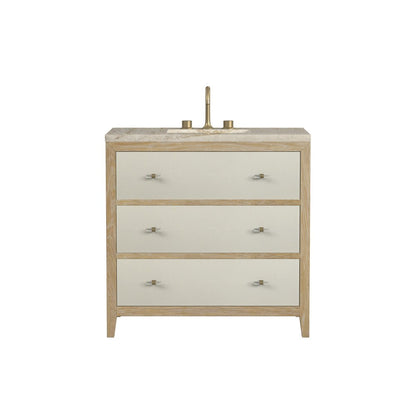 James Martin - Celeste 36" Single Vanity, Sunwashed Oak with Embossed Shagreen, w/ 3 CM Tajnar Eclos Top - D604-V36-SHG-3TJR view 1