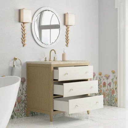 James Martin - Celeste 36" Single Vanity, Sunwashed Oak with Embossed Shagreen, w/ 3 CM Tajnar Eclos Top - D604-V36-SHG-3TJR view 5