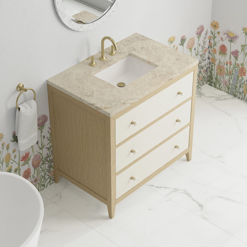 James Martin - Celeste 36" Single Vanity, Sunwashed Oak with Embossed Shagreen, w/ 3 CM Tajnar Eclos Top - D604-V36-SHG-3TJR view 7