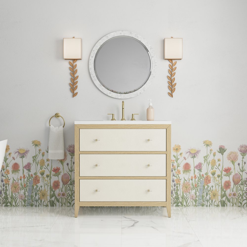 James Martin - Celeste 36" Single Vanity, Sunwashed Oak with Embossed Shagreen w/ 3 CM White Zeus Silestone Top - D604-V36-SHG-3WZ view 3