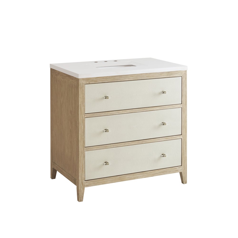 James Martin - Celeste 36" Single Vanity, Sunwashed Oak with Embossed Shagreen w/ 3 CM White Zeus Silestone Top - D604-V36-SHG-3WZ view 12