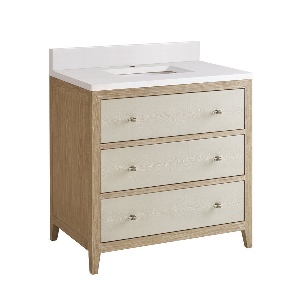 James Martin - Celeste 36" Single Vanity, Sunwashed Oak with Embossed Shagreen w/ Single Hole 3 CM White Zeus Silestone Top & Backsplash - D604-V36-SHG-1WZ view 12