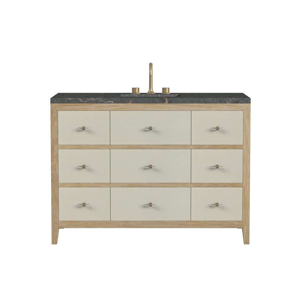 James Martin - Celeste 48" Single Vanity, Sunwashed Oak with Embossed Shagreen w/ 3 CM Parisien Bleu Silestone Top - D604-V48-SHG-3PBL view 1