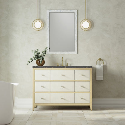James Martin - Celeste 48" Single Vanity, Sunwashed Oak with Embossed Shagreen w/ 3 CM Parisien Bleu Silestone Top - D604-V48-SHG-3PBL view 3