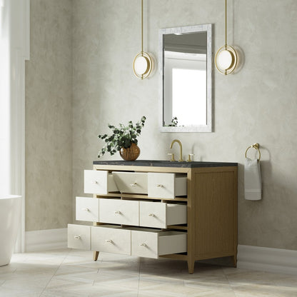 James Martin - Celeste 48" Single Vanity, Sunwashed Oak with Embossed Shagreen w/ 3 CM Parisien Bleu Silestone Top - D604-V48-SHG-3PBL view 5