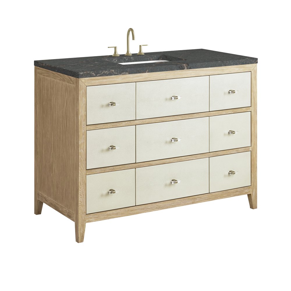 James Martin - Celeste 48" Single Vanity, Sunwashed Oak with Embossed Shagreen w/ 3 CM Parisien Bleu Silestone Top w/ FreePower Wireless Charger - D604-V48-SHG-FPBL view 13