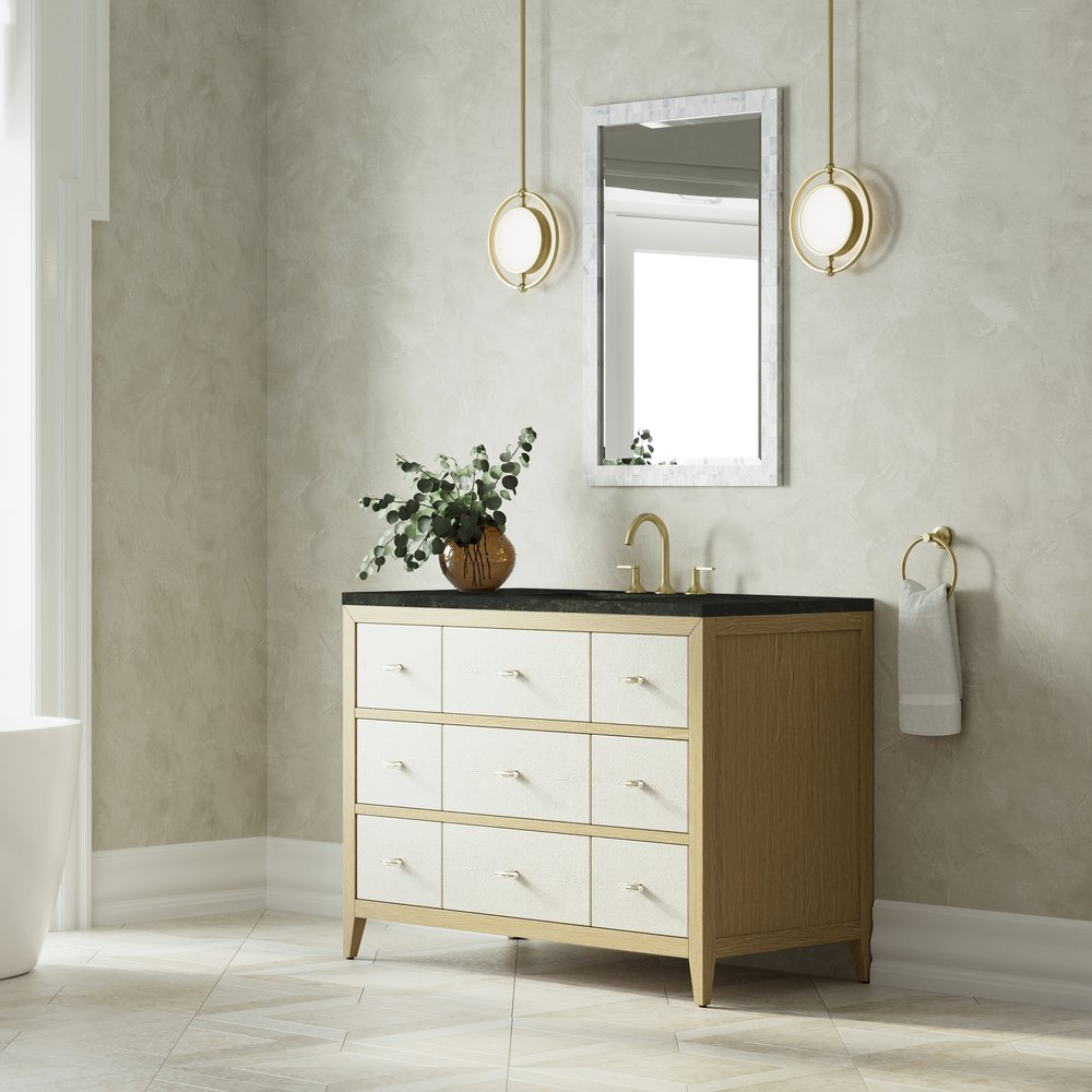 James Martin - Celeste 48" Single Vanity, Sunwashed Oak with Embossed Shagreen, w/ 3 CM Phantome Eclos Top - D604-V48-SHG-3PHT view 4