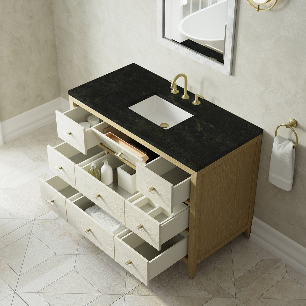 James Martin - Celeste 48" Single Vanity, Sunwashed Oak with Embossed Shagreen, w/ 3 CM Phantome Eclos Top - D604-V48-SHG-3PHT view 8