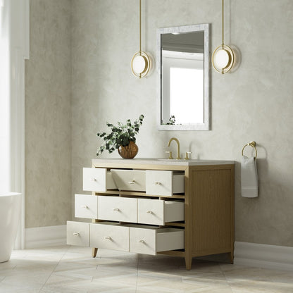 James Martin - Celeste 48" Single Vanity, Sunwashed Oak with Embossed Shagreen, w/ 3 CM Siberian Silestone Top - D604-V48-SHG-3SFR view 5