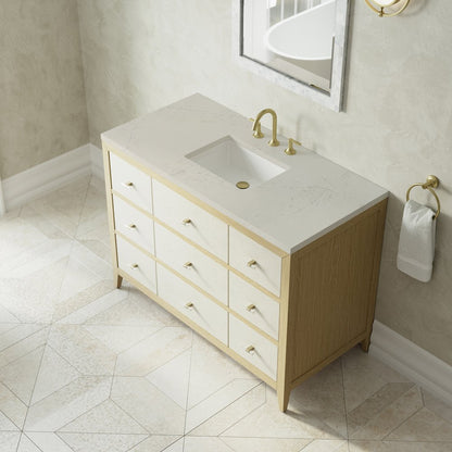 James Martin - Celeste 48" Single Vanity, Sunwashed Oak with Embossed Shagreen, w/ 3 CM Siberian Silestone Top w/FreePower Wireless Charger - D604-V48-SHG-FSFR view 8