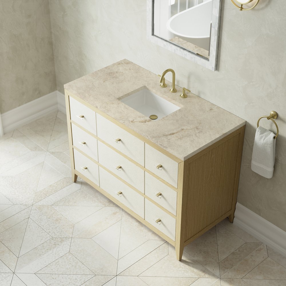 James Martin - Celeste 48" Single Vanity, Sunwashed Oak with Embossed Shagreen, w/ 3 CM Tajnar Eclos Top - D604-V48-SHG-3TJR view 7
