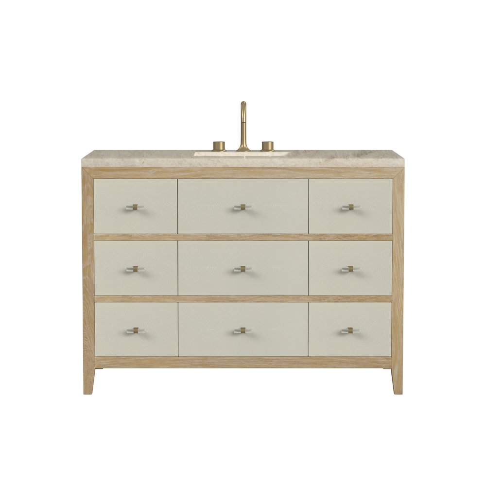 James Martin - Celeste 48" Single Vanity, Sunwashed Oak with Embossed Shagreen, w/ 3 CM Tajnar Eclos Top w/FreePower Wireless Charger - D604-V48-SHG-FTJR view 1