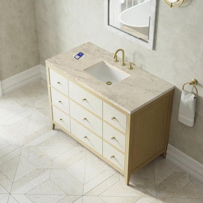 James Martin - Celeste 48" Single Vanity, Sunwashed Oak with Embossed Shagreen, w/ 3 CM Tajnar Eclos Top w/FreePower Wireless Charger - D604-V48-SHG-FTJR view 7