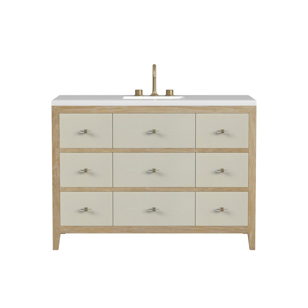 James Martin - Celeste 48" Single Vanity, Sunwashed Oak with Embossed Shagreen w/ 3 CM White Zeus Silestone Top - D604-V48-SHG-3WZ view 1