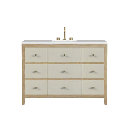 James Martin - Celeste 48" Single Vanity, Sunwashed Oak with Embossed Shagreen w/ 3 CM White Zeus Silestone Top - D604-V48-SHG-3WZ view 1