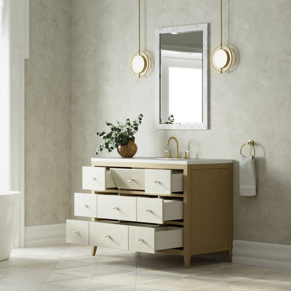 James Martin - Celeste 48" Single Vanity, Sunwashed Oak with Embossed Shagreen w/ 3 CM White Zeus Silestone Top - D604-V48-SHG-3WZ view 5
