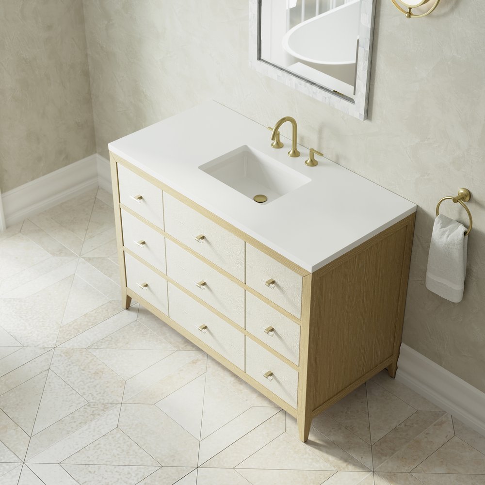 James Martin - Celeste 48" Single Vanity, Sunwashed Oak with Embossed Shagreen w/ 3 CM White Zeus Silestone Top - D604-V48-SHG-3WZ view 7