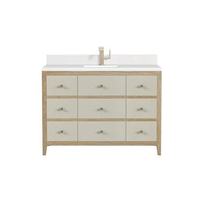 James Martin - Celeste 48" Single Vanity, Sunwashed Oak with Embossed Shagreen w/ Single Hole 3 CM White Zeus Silestone Top & Backsplash - D604-V48-SHG-1WZ view 1