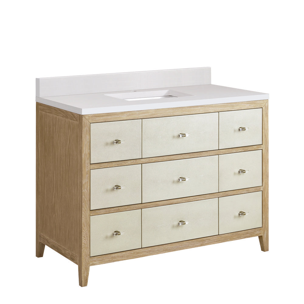 James Martin - Celeste 48" Single Vanity, Sunwashed Oak with Embossed Shagreen w/ Single Hole 3 CM White Zeus Silestone Top & Backsplash - D604-V48-SHG-1WZ view 12