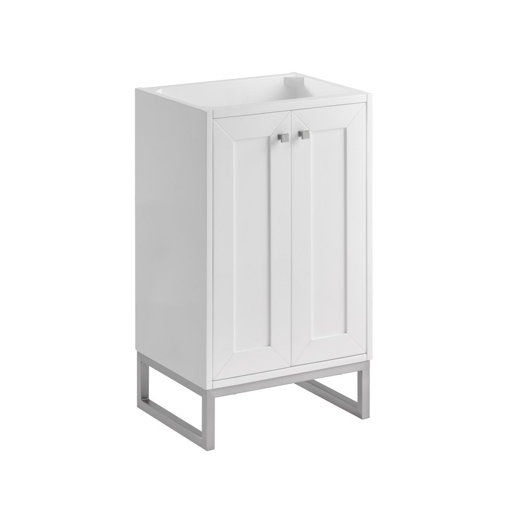 James Martin - Chianti 20" Single Cabinet, Glossy White, Brushed Nickel - 533-V20-GW-BNK view 1