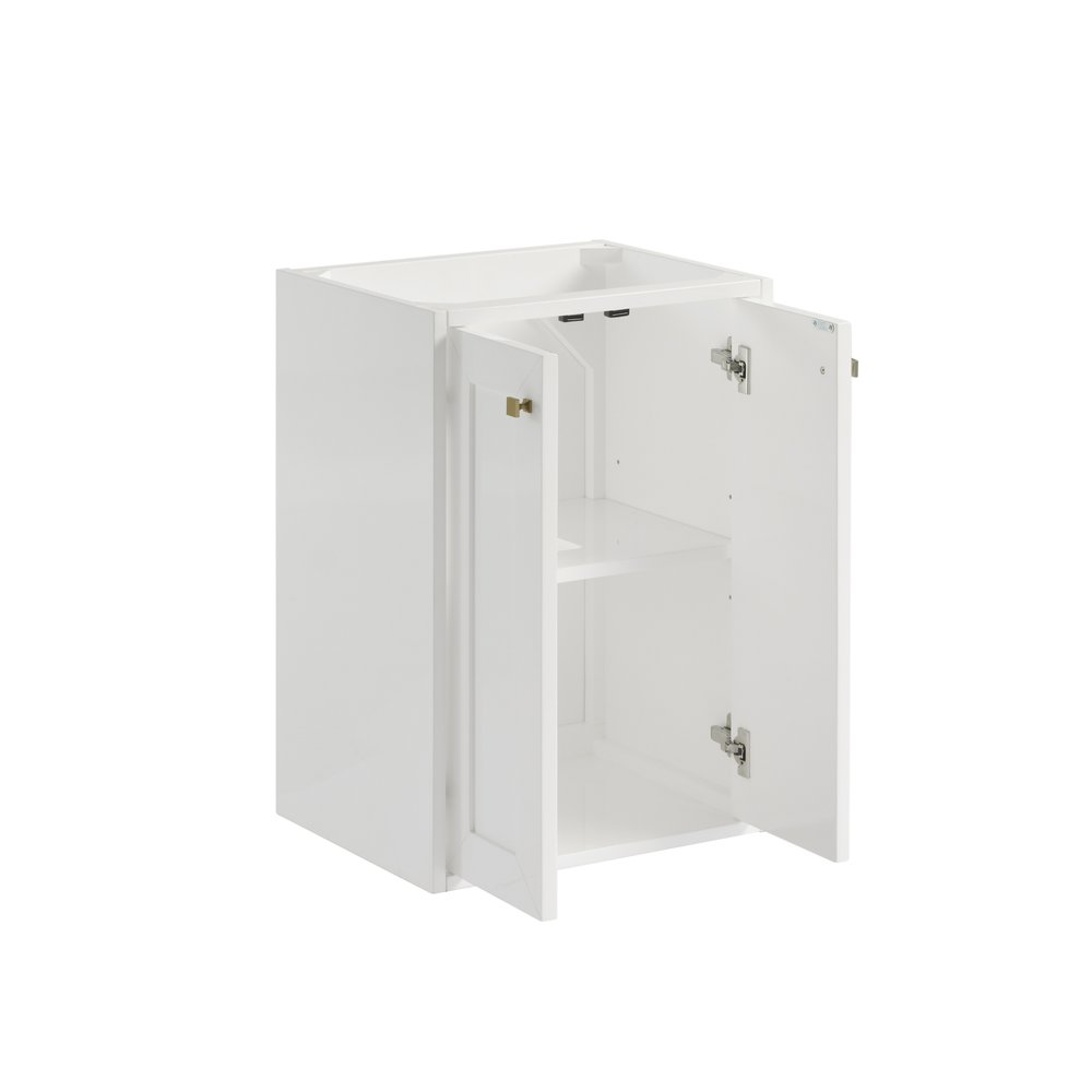 James Martin - Chianti 20" Single Cabinet, Glossy White, Champagne Brass - 533-V20-GW-CB view 5