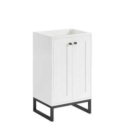 James Martin - Chianti 20" Single Cabinet, Glossy White, Matte Black - 533-V20-GW-MBK view 1