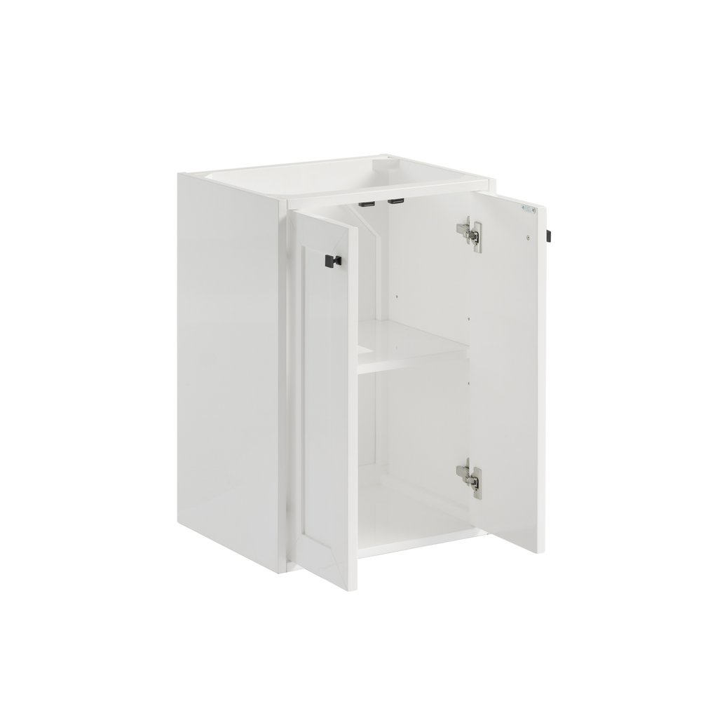 James Martin - Chianti 20" Single Cabinet, Glossy White, Matte Black - 533-V20-GW-MBK view 5