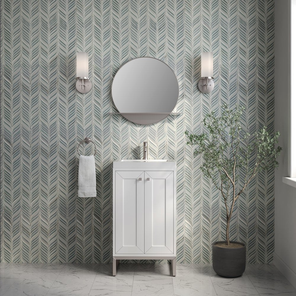 James Martin - Chianti 20" Single Vanity, Glossy White, Brushed Nickel, w/ White Glossy Composite Stone Top - 533V20GWBNKWG view 7