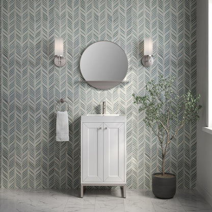 James Martin - Chianti 20" Single Vanity, Glossy White, Brushed Nickel, w/ White Glossy Composite Stone Top - 533V20GWBNKWG view 7