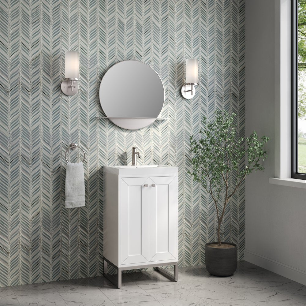 James Martin - Chianti 20" Single Vanity, Glossy White, Brushed Nickel, w/ White Glossy Composite Stone Top - 533V20GWBNKWG view 9