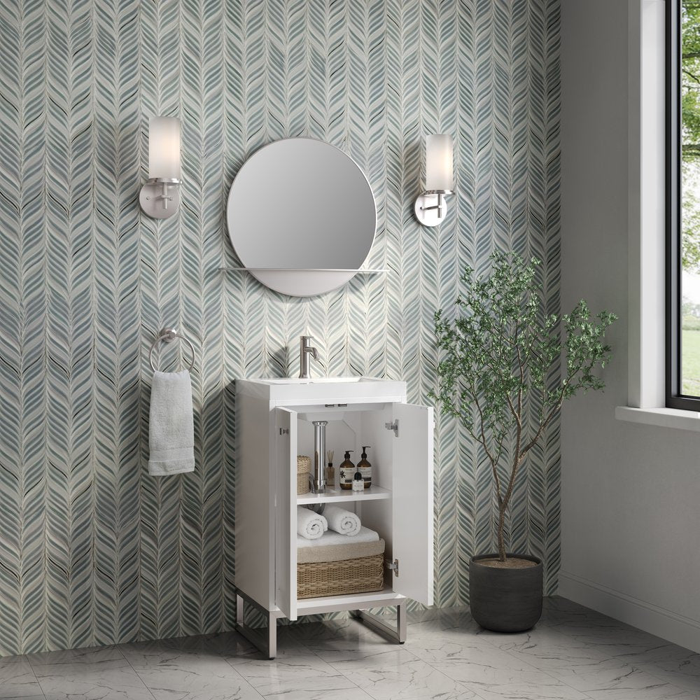 James Martin - Chianti 20" Single Vanity, Glossy White, Brushed Nickel, w/ White Glossy Composite Stone Top - 533V20GWBNKWG view 11