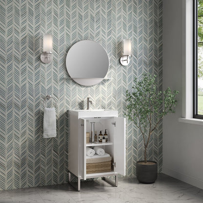 James Martin - Chianti 20" Single Vanity, Glossy White, Brushed Nickel, w/ White Glossy Composite Stone Top - 533V20GWBNKWG view 11