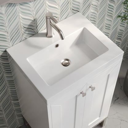James Martin - Chianti 20" Single Vanity, Glossy White, Brushed Nickel, w/ White Glossy Composite Stone Top - 533V20GWBNKWG view 14