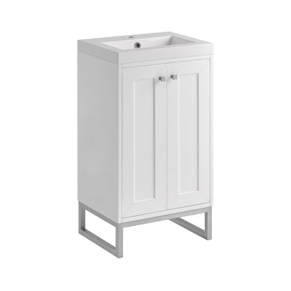 James Martin - Chianti 20" Single Vanity, Glossy White, Brushed Nickel, w/ White Glossy Composite Stone Top - 533V20GWBNKWG view 20