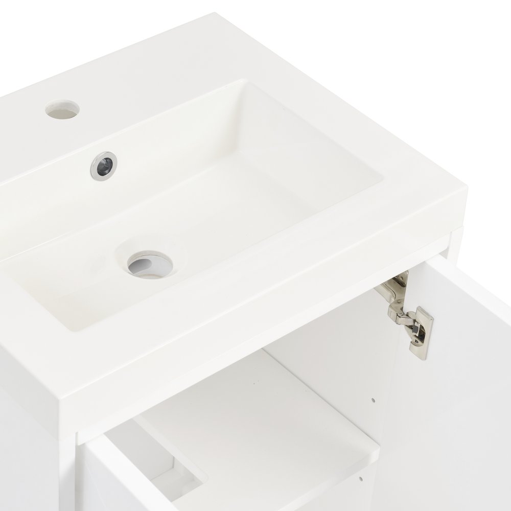 James Martin - Chianti 20" Single Vanity, Glossy White, Brushed Nickel, w/ White Glossy Composite Stone Top - 533V20GWBNKWG view 26