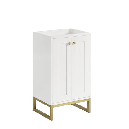 James Martin - Chianti 20" Single Vanity, Glossy White, Champagne Brass, w/ White Glossy Composite Stone Top - 533V20GWCBWG view 5