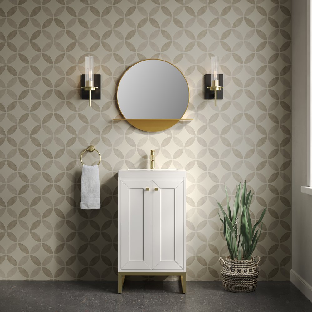 James Martin - Chianti 20" Single Vanity, Glossy White, Champagne Brass, w/ White Glossy Composite Stone Top - 533V20GWCBWG view 7