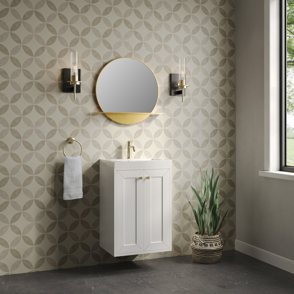 James Martin - Chianti 20" Single Vanity, Glossy White, Champagne Brass, w/ White Glossy Composite Stone Top - 533V20GWCBWG view 10