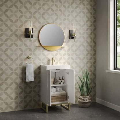 James Martin - Chianti 20" Single Vanity, Glossy White, Champagne Brass, w/ White Glossy Composite Stone Top - 533V20GWCBWG view 11